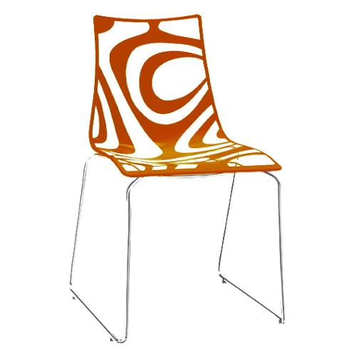 WAVE Sedia Trasparente e Arancio