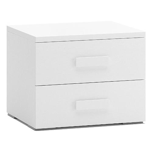 PRIME Comodino 2 Cassetti Frassino bianco (53,5x44,5x41cm)