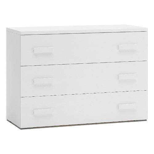 PRIME Comò 3 Cassetti Frassino bianco