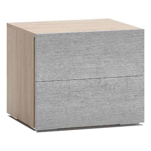 DOVER Comodino 2 Cassetti Noce e Cemento (53x45,5x43,5cm)