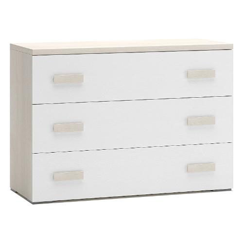 PRIME Comò 3 Cassetti Olmo e Frassino bianco