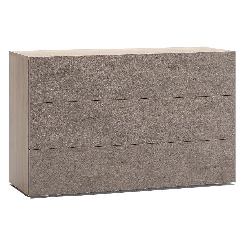 DOVER Comò 3 Cassetti Noce e Bronzo