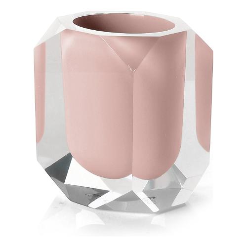 Bicchiere porta spazzolino CHANELLE Trasparente rosa (9x7x10,5 cm) CH98 10