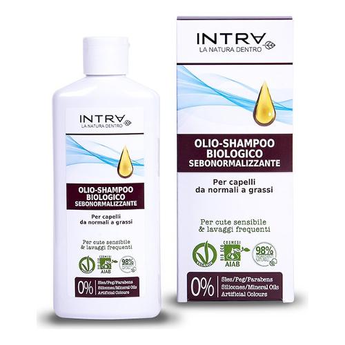 Shampoo capelli Intra olio biologico sebonormalizzante per capelli da normali a grassi (200ml)