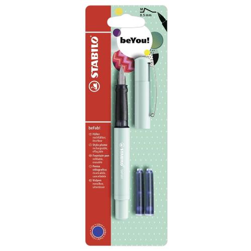 Penna stilografica Befab Turchese pastel con 2 cartucce inchiostro Blu Royal B 54009 5