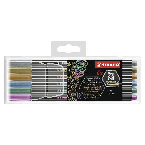 Pennarelli decorativi multiuso sezione esagonale 6 pz tratto Medio - 1,4 mm PEN68 colori assortiti metal 6806 8 11 01
