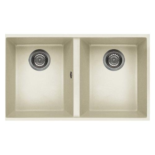 Lavello 2 vasche (76x43,5cm) QUADRA 350 SOTTOTOP Bianco antico Opaco LGQ35062BSO