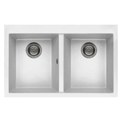 Lavello 2 vasche (79x50cm) QUADRA 350 Bianco Opaco LGQ35068