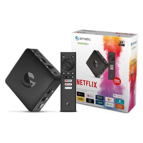 Media box 4K Android TV OTT Box SRT 202 EMATIC Black SRT2022EMATIC