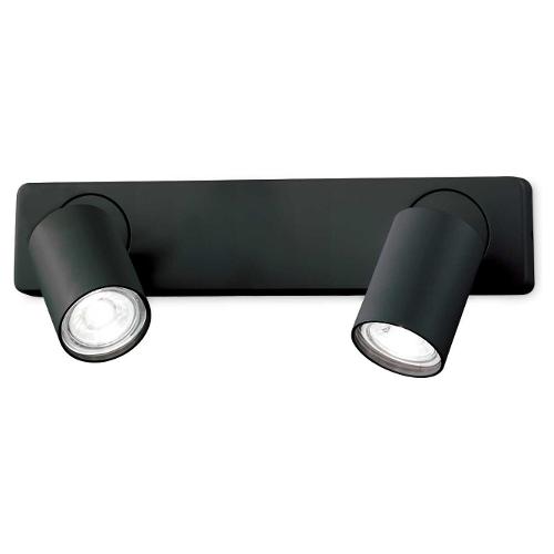 Set faretti spot RUDY ap2 round Nero (32x11,5x12,5cm) 229034 2 luci - GU10 - Max 70W