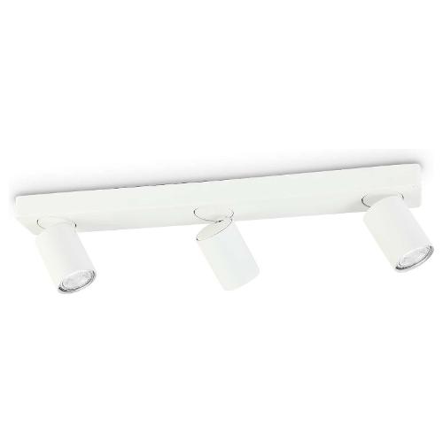 Set faretti spot RUDY pl3 round Bianco (54x12,5x12,5cm) 229065 3 luci - GU10 - Max 105W
