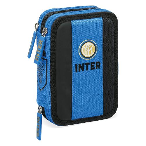 Astuccio triplo completo 36 colori con penne e accessori INTER Nero e Azzurro 59705