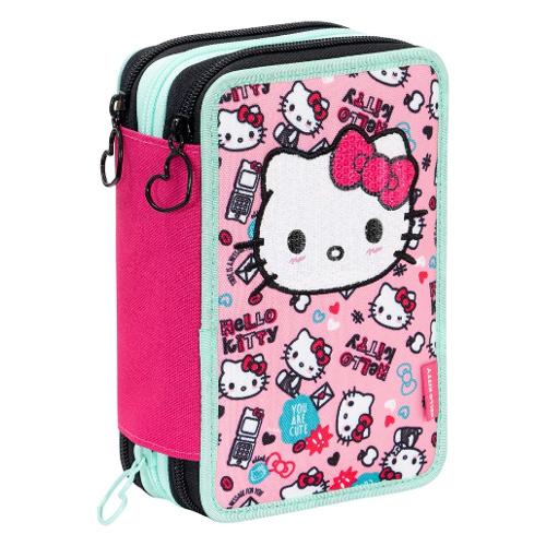 Astuccio triplo completo 36 colori con penne e accessori HELLO KITTY Fuxia 3D5012002