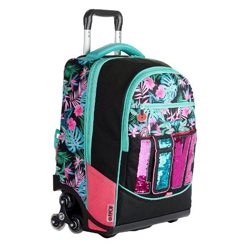 Zaino trolley (36Lt) LOVE (34x23x47cm) Verde e Arancio GG9C4910