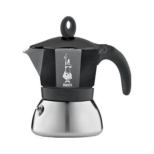 Caffettiera Alluminio 6 Tazze MOKA INDUCTION Cromo e Nero 006936