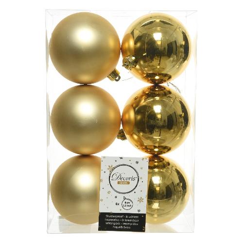 Set palline albero Natale (6pz-8cm) Plastica Gold 9022050