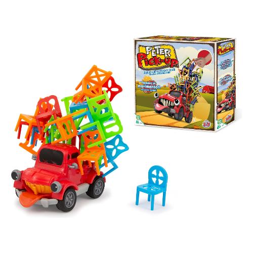 Peter Le Pick-up : Le Jeu D'équilibre Qui Tourne En Rond ! Dès 4 Ans, 2 à 4 Joueurs, Voiture électronique Et 24 Chaises Colorées