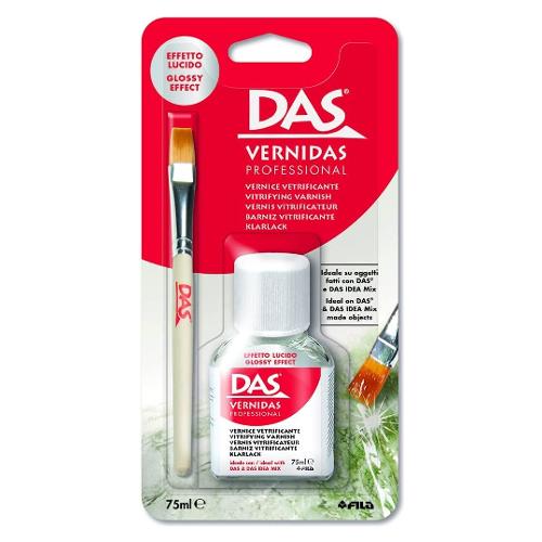 Vernice all'acqua protettiva pasta modellabile (75ml) con pennello incorporato VERNIDAS Trasparente lucido 343000