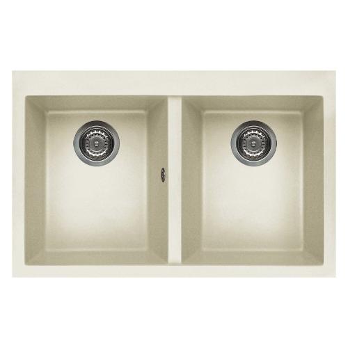 Lavello 2 vasche (79x50cm) QUADRA 350 Bianco antico Opaco LGQ35062