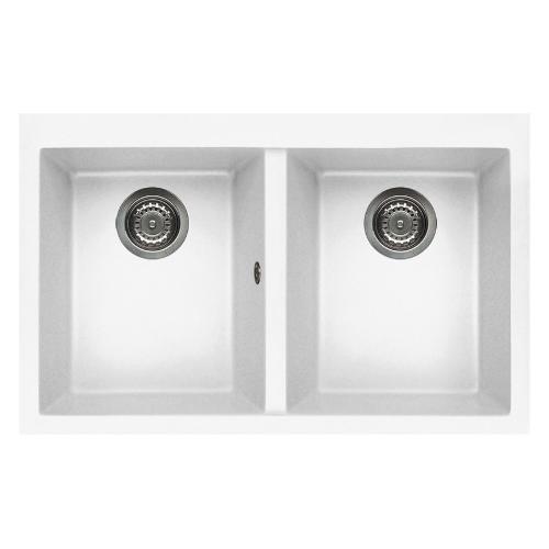 Lavello 2 vasche (79x50cm) QUADRA 350 Bianco Opaco LKQ35096