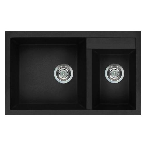 Lavello 1 vasca e mezza (81,5x50cm) QUADRA 440 Nero Opaco LGQ44040