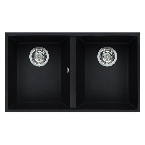 Lavello 2 vasche (76x43,5cm) QUADRA 350 SOTTOTOP Nero Opaco LKQ35086BSO