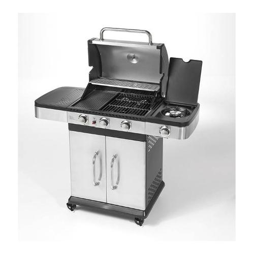 Barbecue GPL 4 Titanium con griglia, piastra, forno INDIANAPOLIS Inox satinato 40030