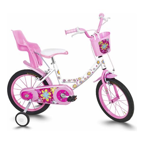 Mountain Bike acciaio ( 1 vel ) 16" FLOWER Bianco e Rosa 956