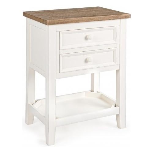 ELVIA Consolle Bianco e Legno invecchiato (50cm)