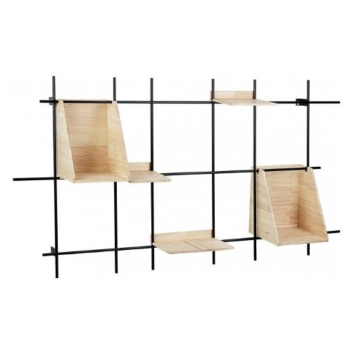 DISTRICT Libreria Nero e Legno chiaro (140 x 75 h cm) Mobile KIT