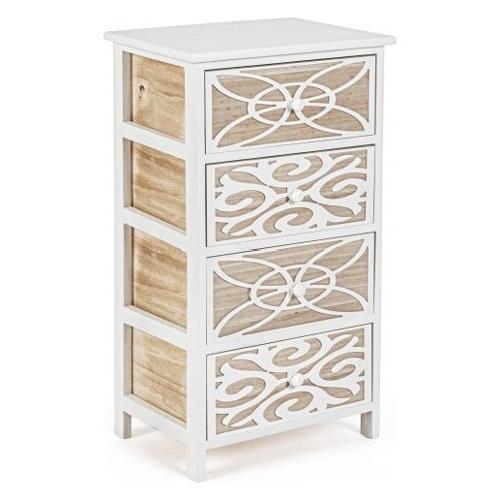 PATTERN Cassettiera 4 Cassetti Bianco e Legno naturale (40cm)