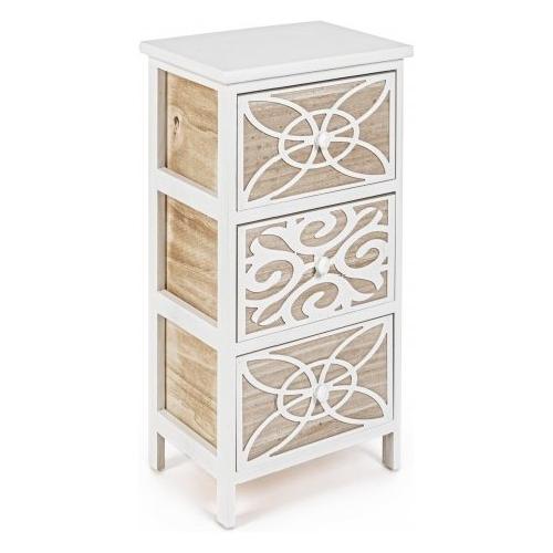 PATTERN Cassettiera 3 Cassetti Bianco e Legno naturale (30cm)