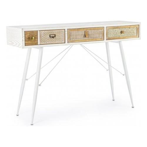 ELOISE Consolle Bianco e Rattan (120cm) Mobile KIT