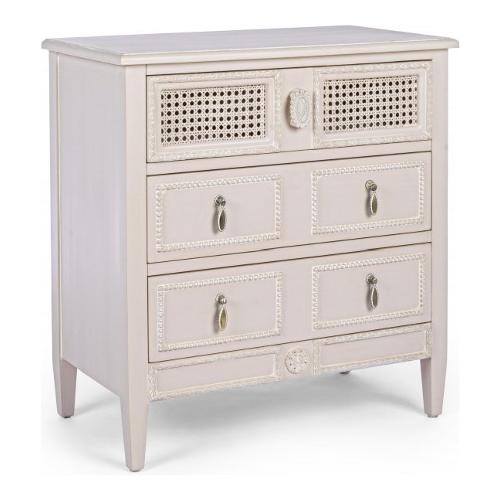 EUNICE Cassettiera 3 Cassetti Bianco vecchio (65cm)