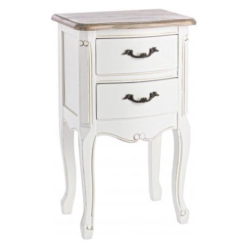 JUSTINE Cassettiera 2 Cassetti Bianco anticato (40cm)