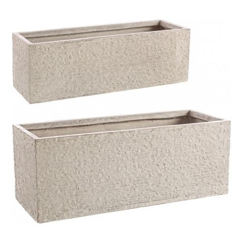Set 2 fioriere rettangolari per piante ROCCIA Sabbia 0790552