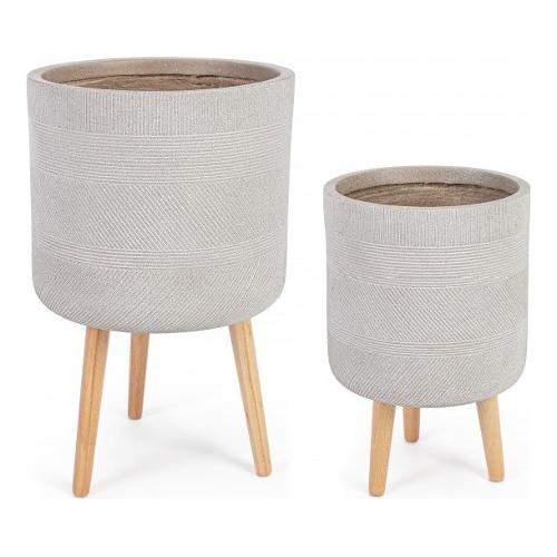 Set 2 vasi piante con treppiede RIGO Beige 0790612