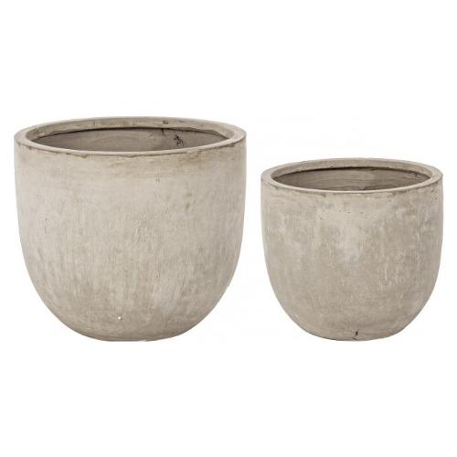 Set 2 vasi tondi per piante CEMENT Sabbia 0790566