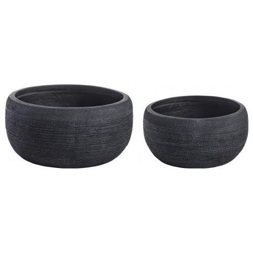 Set 2 ciotole tonde per piante GRAFFITI Nero 0790570