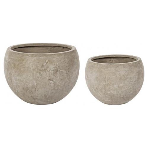 Set 2 vasi tondi per piante CEMENT Sabbia 0790562