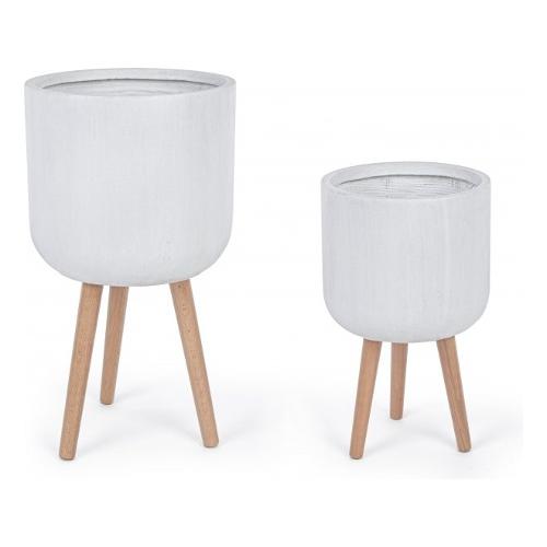 Set 2 vasi piante con treppiede MODERN Bianco 0790587