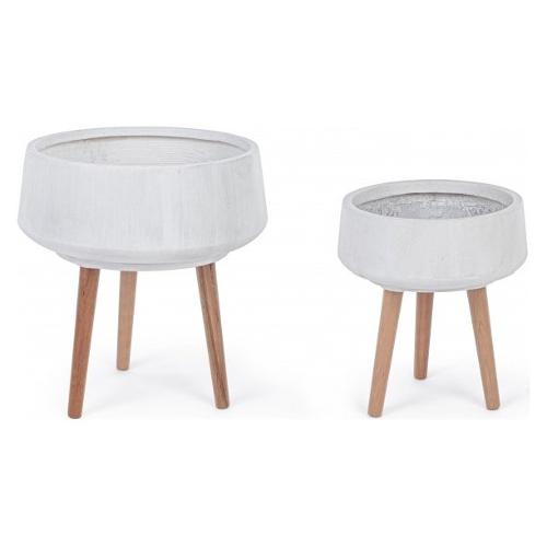 Set 2 vasi piante con treppiede MODERN Bianco 0790589