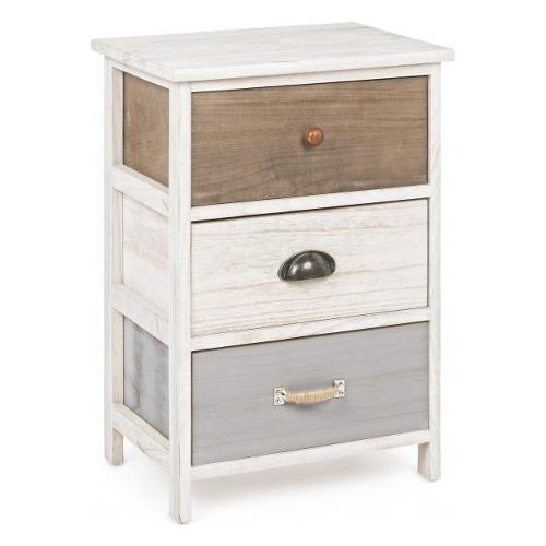 MADYSON Cassettiera 3 Cassetti Bianco e Color (40cm)