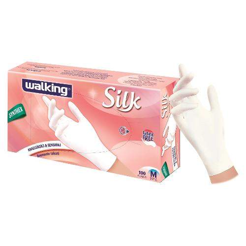 Guanti monouso 100 pz SILK Bianco taglia M 010792