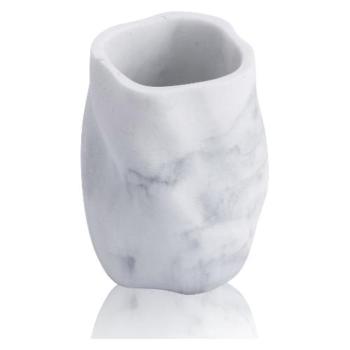 Bicchiere porta spazzolino MARBLE Bianco (7,5x7,5x10,5 cm) 4302