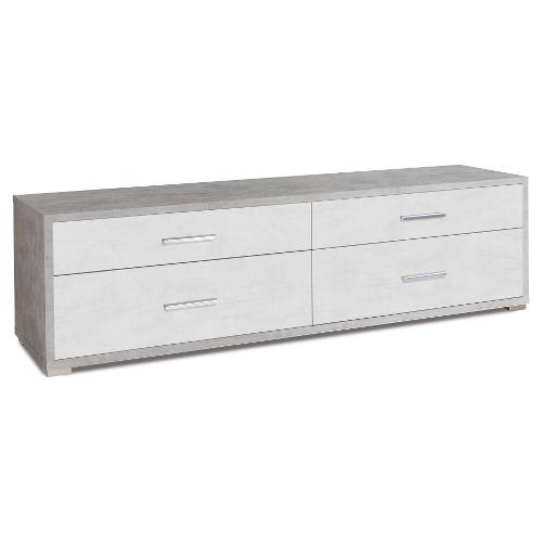 DOUBLE Db805k Base soggiorno Cemento e Ossido bianco Mobile KIT (179x47x50cm)