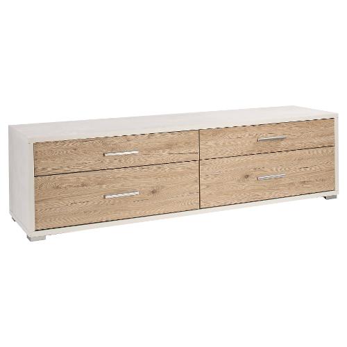DOUBLE Db805k Base soggiorno Ossido bianco e Rovere naturale Mobile KIT (179x47x50cm)
