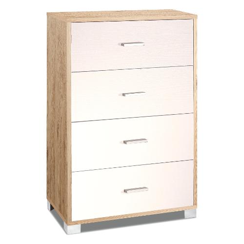 QUADRANTE 774k Cassettiera 4 cassetti Rovere naturale e Bianco fiammato (70cm) Mobile KIT