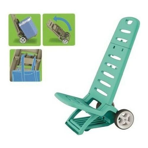 Spiaggina plastica alta resistenza Trolley 2 in 1 pieghevole (40,6x42x101cm) Turchese 802 T