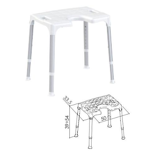 Sedia doccia altezza regolabile 39-54 cm (50x33,5cm) portata max 180 kg Bianco EH SC PP BX